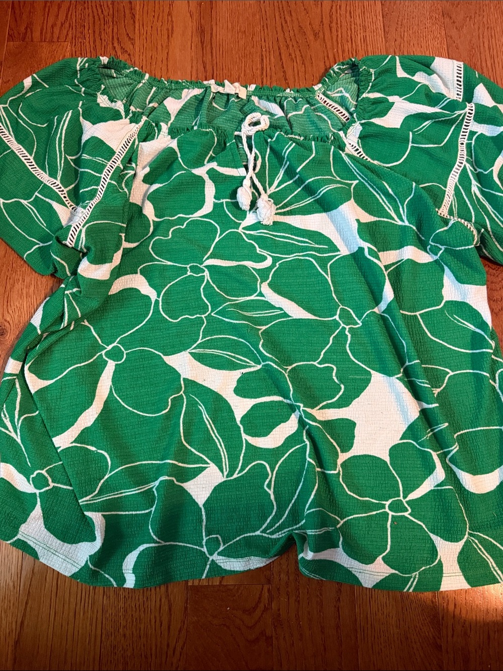 Joie Green Floral Off-Shoulder Women's Top 2X